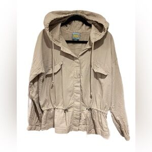 C&C California khaki Hooded Cargo Jacket - Size Medium